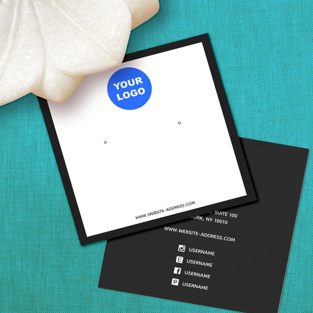 Custom Add Logo  Square White Earring Display (Creator Uploaded)