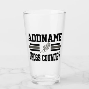Custom ADD NAME Cross Country Runner Running Team Glass