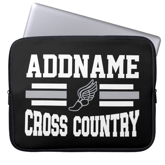 Custom ADD NAME Cross Country Runner Running Team Laptop Sleeve (Front)