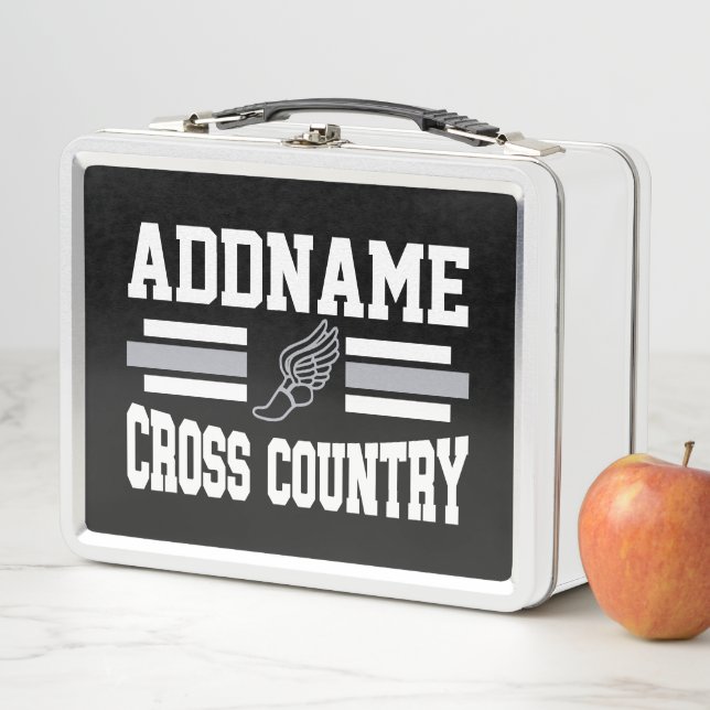 Custom ADD NAME Cross Country Runner Running Team Metal Lunch Box (In Situ)
