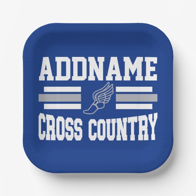 Custom ADD NAME Cross Country Runner Running Team Paper Plate (Front)