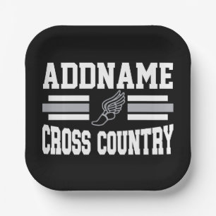 Custom ADD NAME Cross Country Runner Running Team Paper Plate