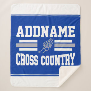 Custom ADD NAME Cross Country Runner Running Team Sherpa Blanket