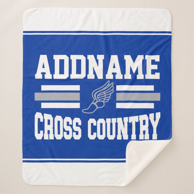 Custom ADD NAME Cross Country Runner Running Team Sherpa Blanket (Front)