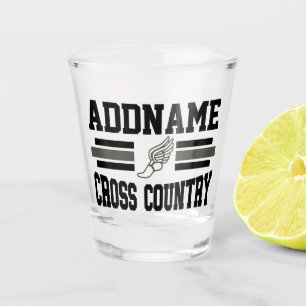 Custom ADD NAME Cross Country Runner Running Team Shot Glass