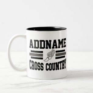 Custom ADD NAME Cross Country Runner Running Team Two-Tone Coffee Mug
