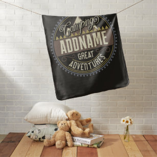 Custom ADD NAME Family Camp Trip Camping Reunion Baby Blanket