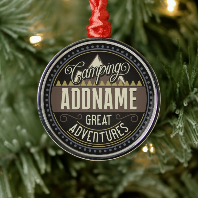 Custom ADD NAME Family Camp Trip Camping Reunion Metal Tree Decoration (Tree)