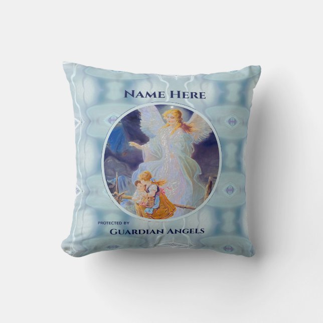 Custom Add Name Guardian Angel Cushion (Front)