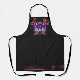 Custom ADD NAME Neon Barbeque Grill Bar BBQ Apron