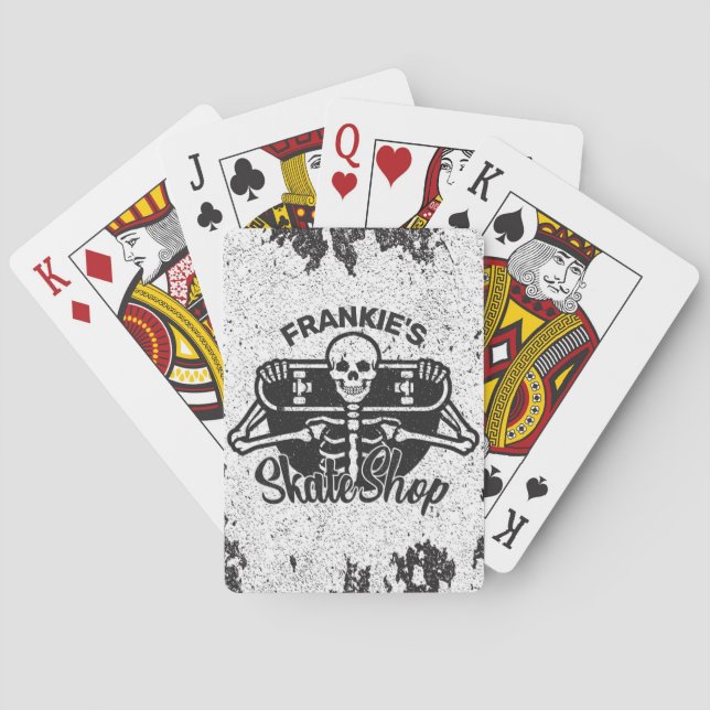 Custom ADD NAME Skull Skateboard Skate Shop Playing Cards (Back)