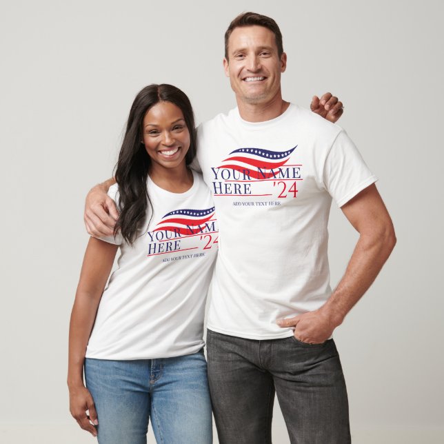 Custom Add Name US Flag 2024 Presidential Election T-Shirt (Unisex)