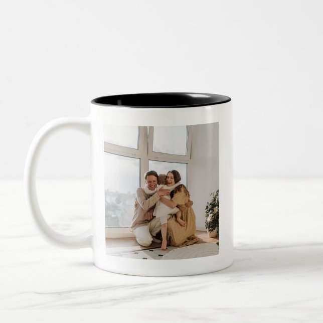Custom, Add Photo and Text Two-Tone Coffee Mug (Left)