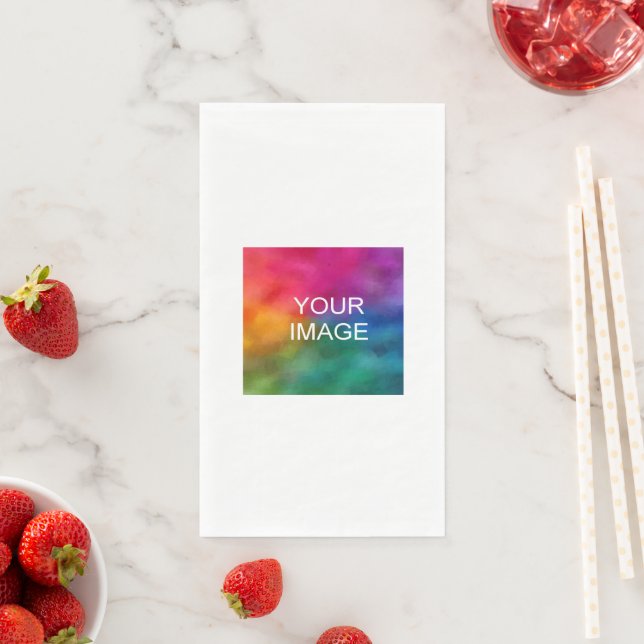 Custom Add Text Upload Image Photo Ecru Template Napkin (Insitu)