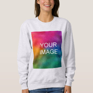 Custom Add Upload Your Own Photo to Womens Grey Sweatshirt