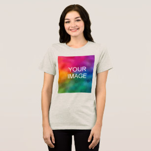 Custom Add Upload Your Own Photo Womens Oatmeal Tri-Blend Shirt