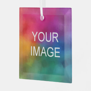 Custom Add Upload Your Photo or Logo to Square Glass Tree Decoration