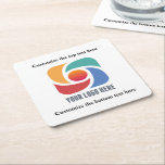 Custom Add Your Business Logo Company Marketing Square Paper Coaster<br><div class="desc">Simple,  chic marketing coaster for a modern business or corporation looking for a client gift for customers or employees. Add your custom corporate logo and name.</div>