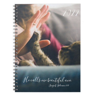Custom add your cat's pet's photo quote planner notebook