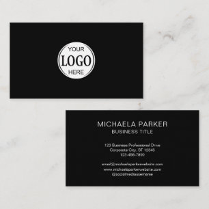 Custom Add Your Logo Black Professional Business Card