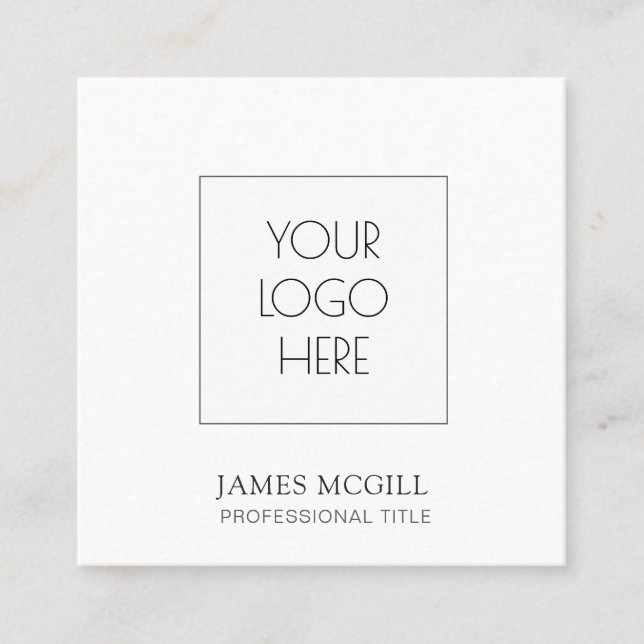 Custom Add Your Logo Minimalist  Square Business  Square Business Card (Front)