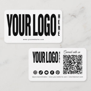 Custom Add Your Logo Modern Social Media QR Code Business Card