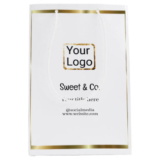 custom add your logo personalised company name pap medium gift bag
