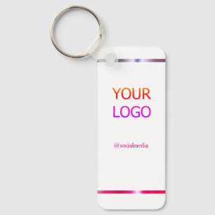 custom add your logo personalised pink red border key ring