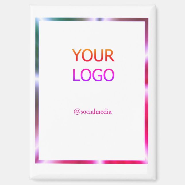 custom add your logo personalised pink red border  magnet (Front)