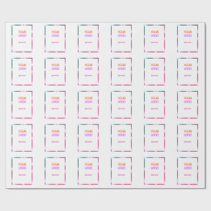 custom add your logo personalised pink red border  wrapping paper