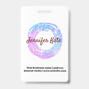custom add your name address company glitter badg ID badge