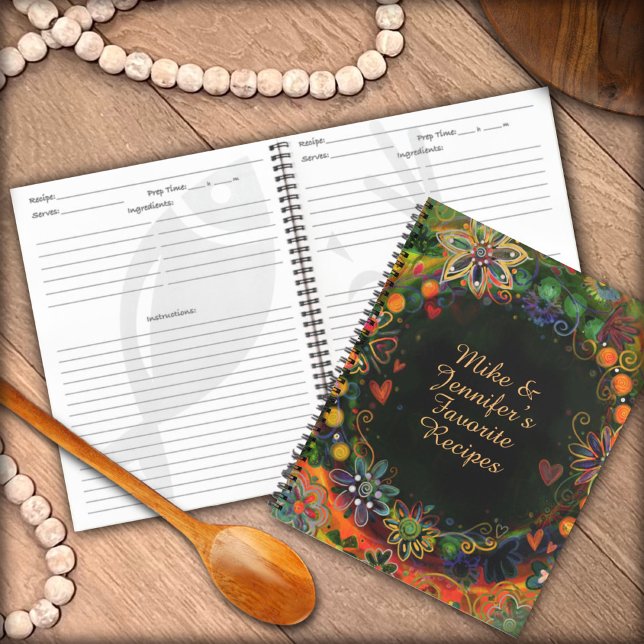 Custom Add Your Name Floral Favourite Recipe Notebook (Creator Uploaded)