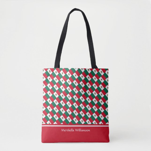 Custom Add Your Name MEXICO FLAG Tote Bag (Front)