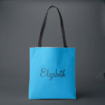 Custom Add Your Name Or Text Template Sky Blue Tote Bag<br><div class="desc">Replace Your Script Name Text Here Elegant Modern Minimalist Design Typography Template Sky Blue Shopping Shoulder Tote Bag.</div>