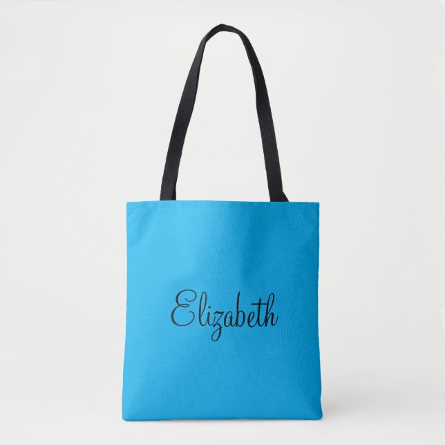 Custom Add Your Name Or Text Template Sky Blue Tote Bag (Front)
