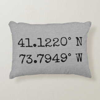 Custom add your own city state coordinates grey decorative cushion