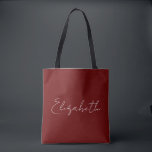 Custom Add Your Own Name Typography Dark Red Tote Bag<br><div class="desc">Replace Your Script Name Text Here Elegant Modern Minimalistic Design Template Dark Red Shopping Shoulder Tote Bag.</div>