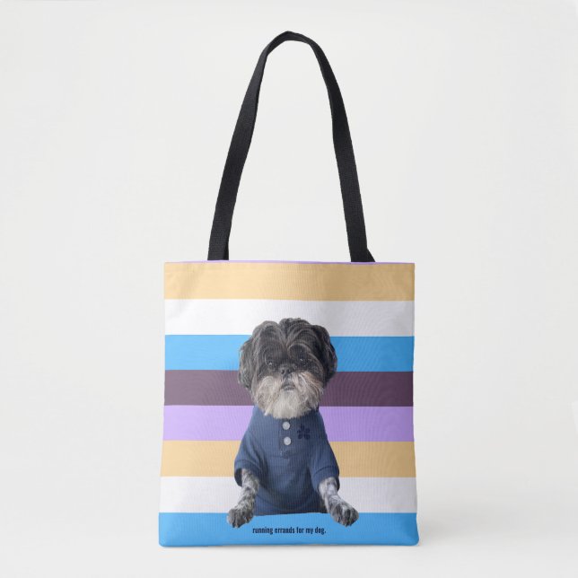 Custom Add your own Photo text dog simple stripe Tote Bag (Front)