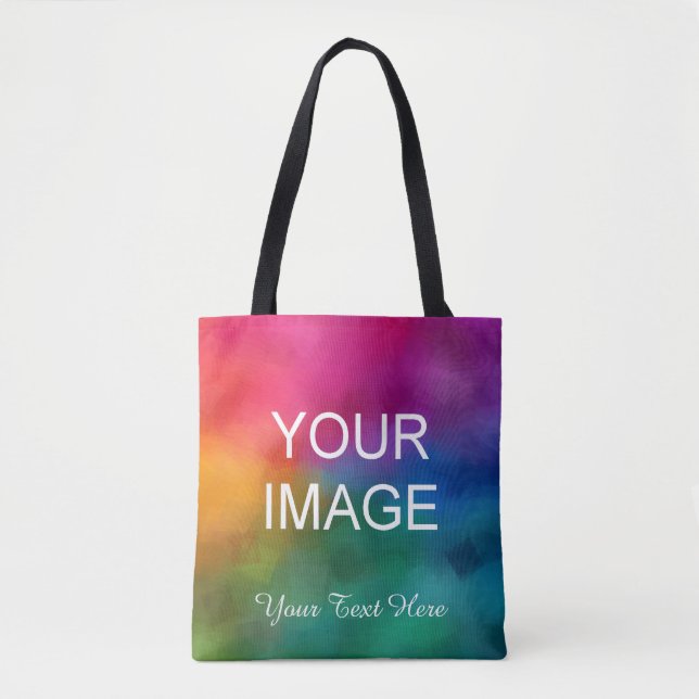 Custom Add Your Own Photo Text Template Tote Bag (Front)