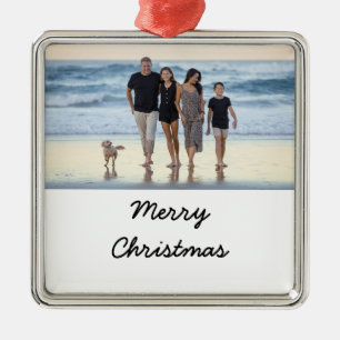 custom add your photo text merry christmas holiday metal tree decoration