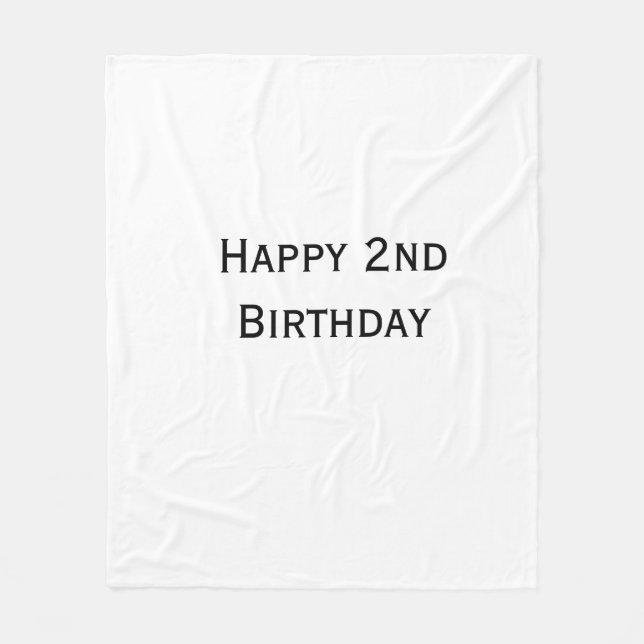 custom add your text happy birthday 2nd simple  fleece blanket (Front)