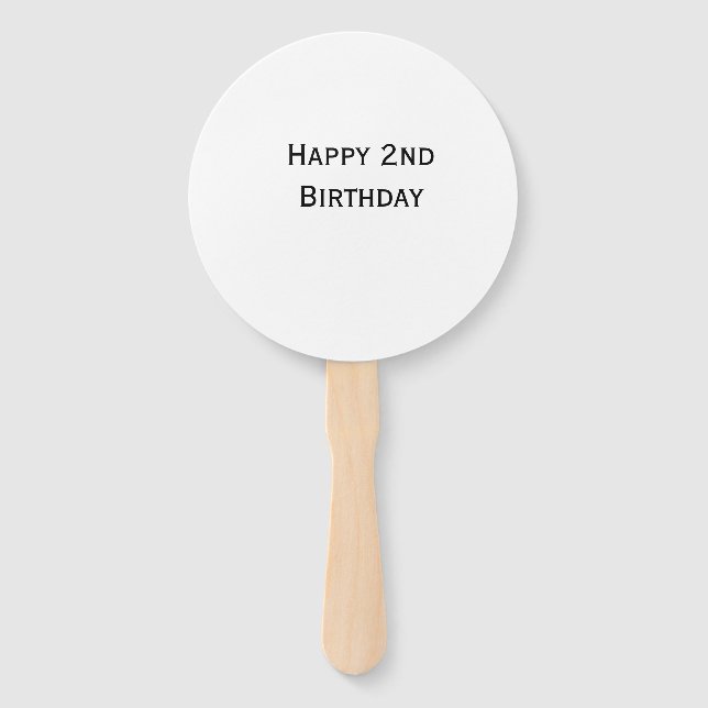 custom add your text happy birthday 2nd simple  hand fan (Front)