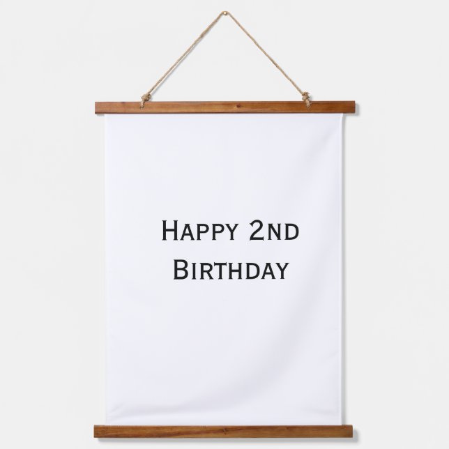 custom add your text happy birthday 2nd simple  hanging tapestry (Front)