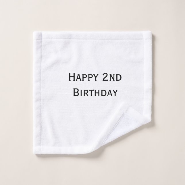 custom add your text happy birthday 2nd simple  wash cloth (Wash Cloth)
