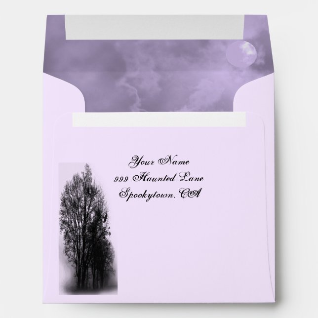 Custom Address Haunted Sky Full Moon Purple Mist Envelope (Back (Bottom))