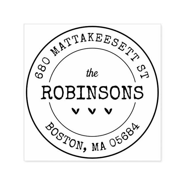 Custom Address Hearts Self-inking Stamp (Design)