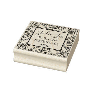 Custom Address Label Damask Design Rubber Stamp