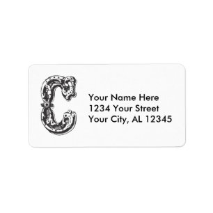 Custom Address Label Monogram Letter C