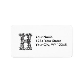 Custom Address Label Monogram Letter H