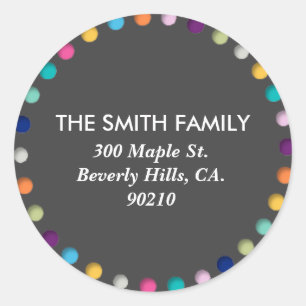 Custom Address Label Round Polka Dots